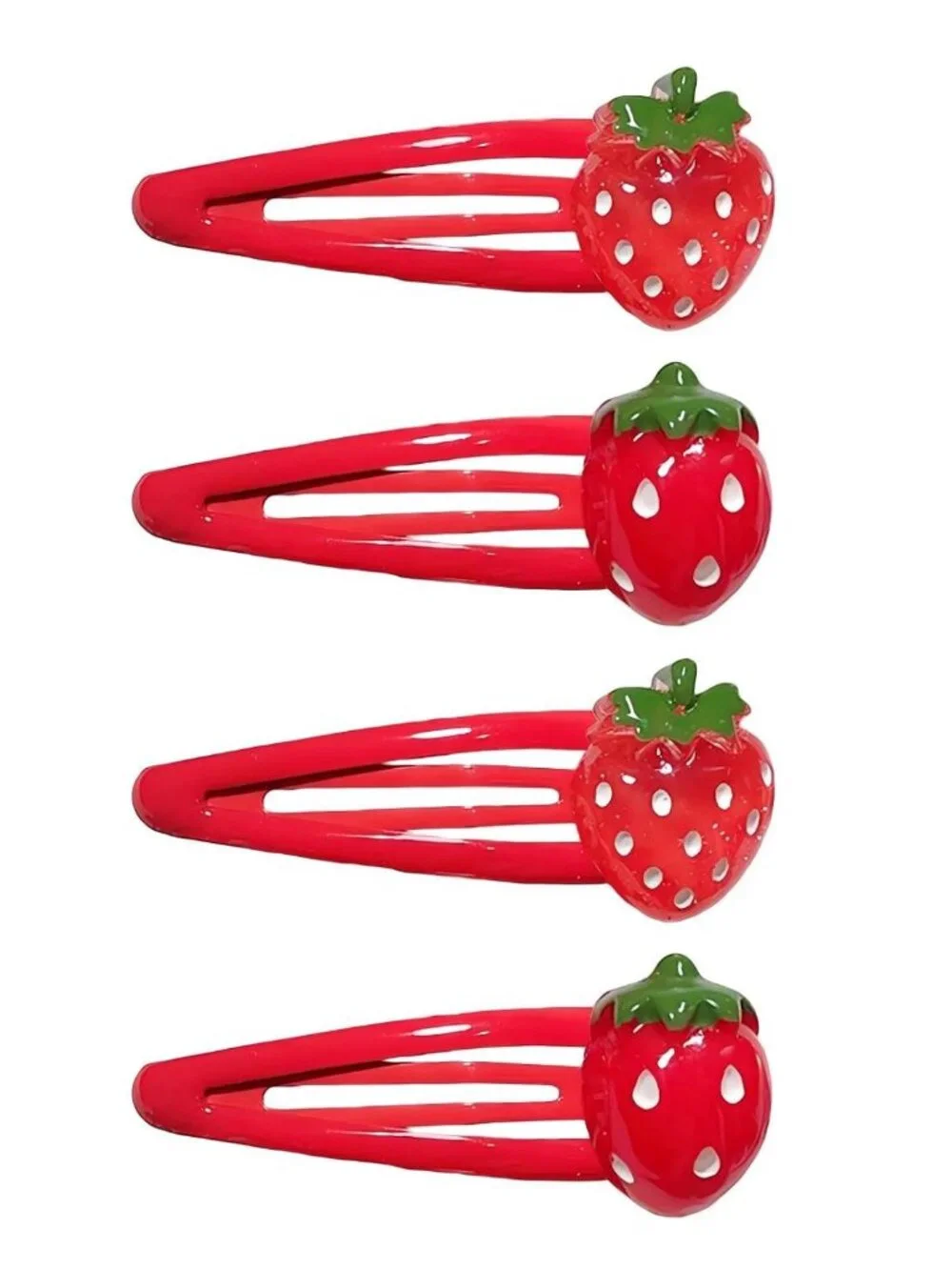 Strawberry Hair Clip - 4Pcs Red Metal Snap Fruit Hair Clips Hair Barrettes Cute
